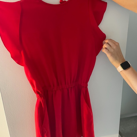 Aritzia Bavarian Red Open Back Romper - Picture 2 of 4